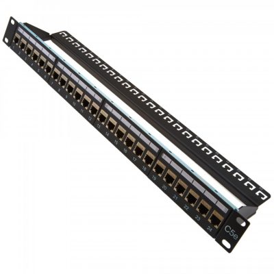19" 1U 24 Way Cat5e Through Coupler Patch Panel (Shielded)