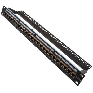 19" 1U 24 way Cat6A Through Coupler Patch Panel, Shielded