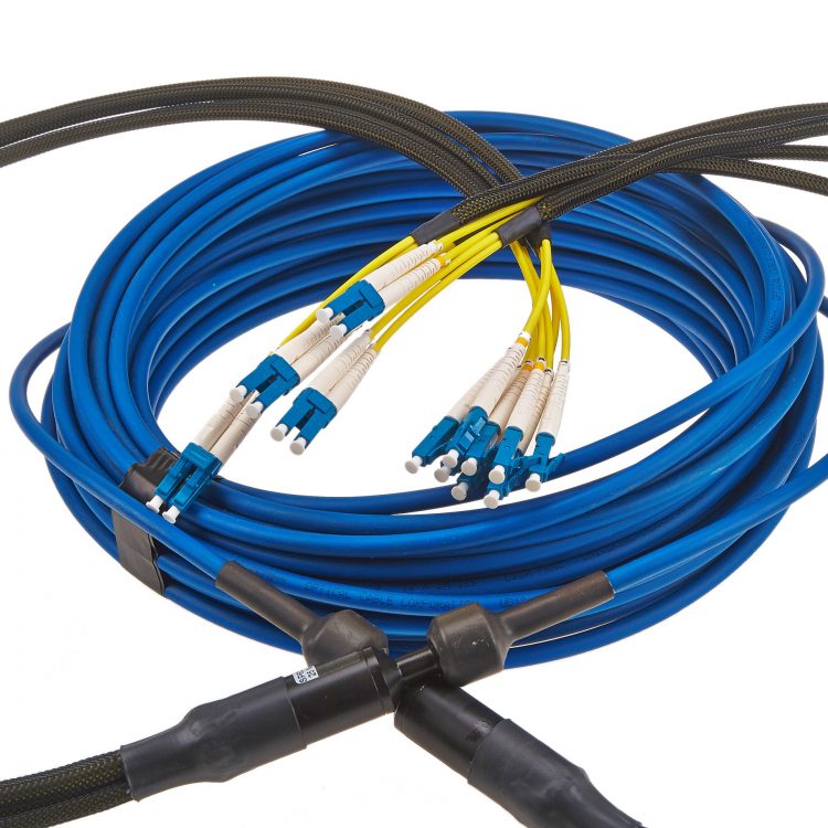 Pre-terminated hydra distribution cable in expandable braid