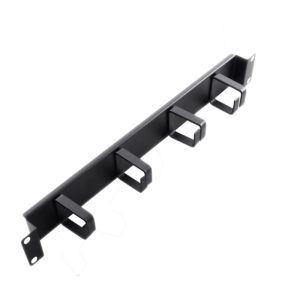 19" 1U Cable Management Bar with 4 Rings (Black)