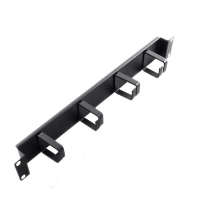 19" 1U Cable Management Bar with 4 Rings (Black)