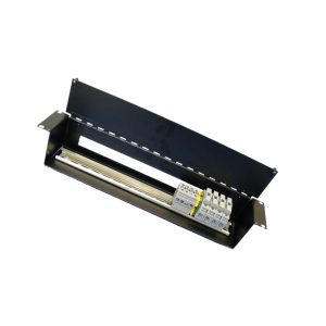 DC Distribution Rail with Hinged Cover cabinet panel | 19" panel | 19" frame | ETSI panel | ETSI frame | 19" fuse rail | 19" breaker rail | etsi dc distribution | etsi fuse rail | etsi breaker rail | etsi dc distribution | Custom Panels