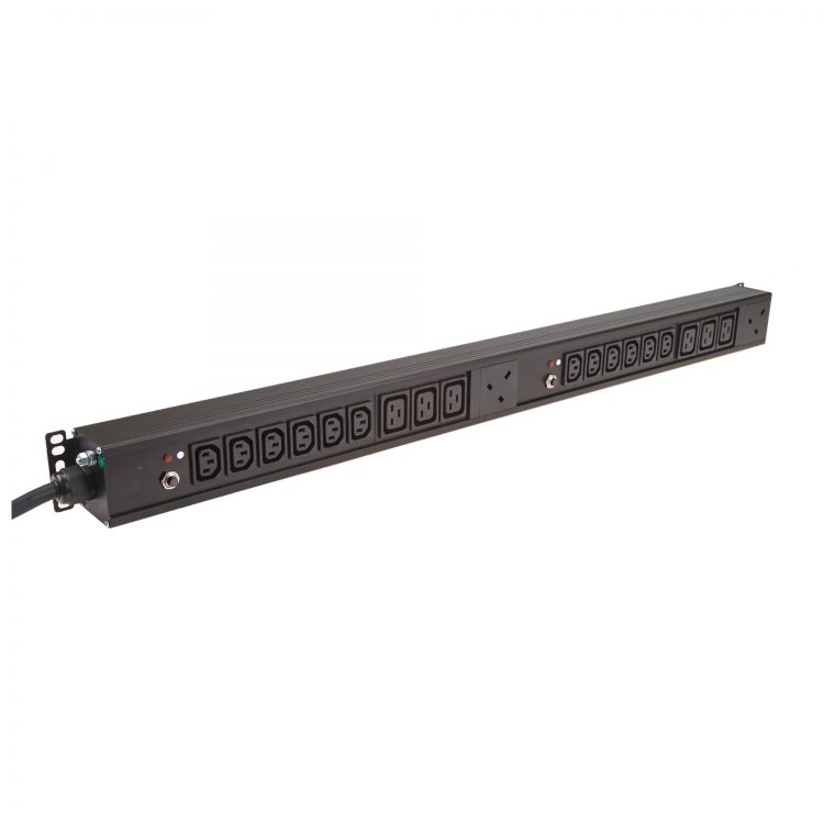 vertical PDU 2x uk socket 12xc13 6xc19 black switched